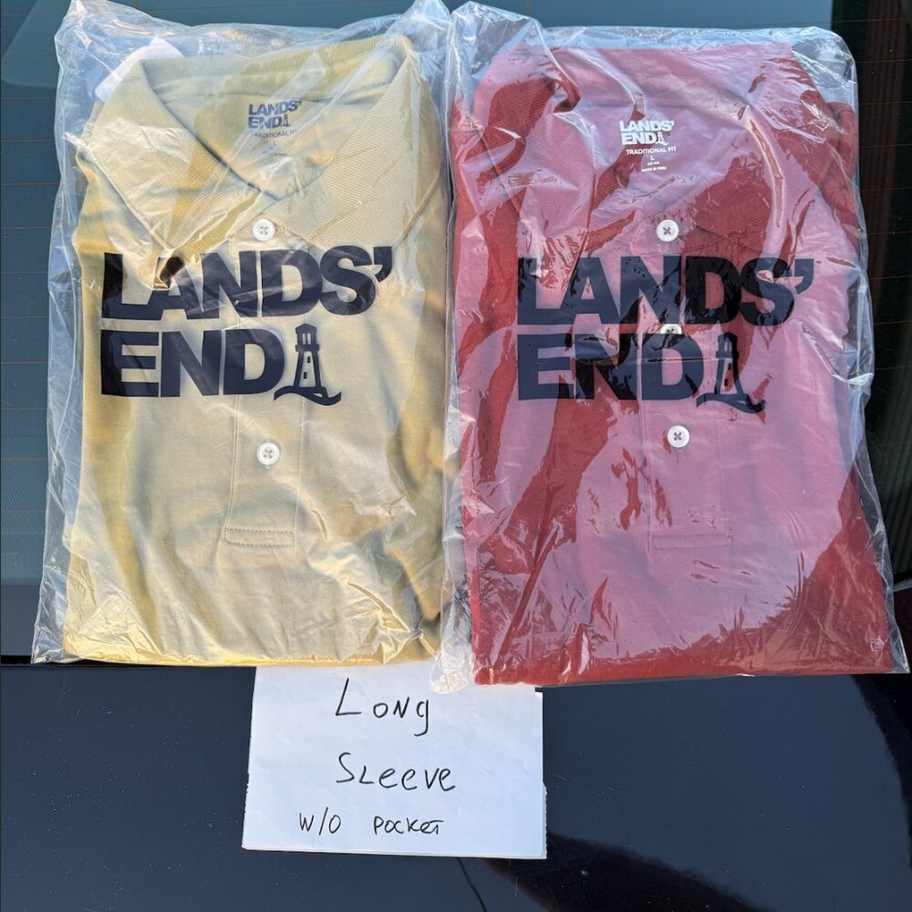 2 Pack Lands' End Premium Men's L Polo Shirt – Long Sleeve, 100% Supima Cotton